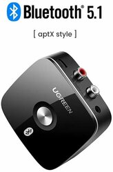 Bluetooth AUX блютуз адаптер UGREEN Bluetooth RCA приемник 5,1 AptX HD 3,5мм, для музыки, игр, автомобиля, ТВ