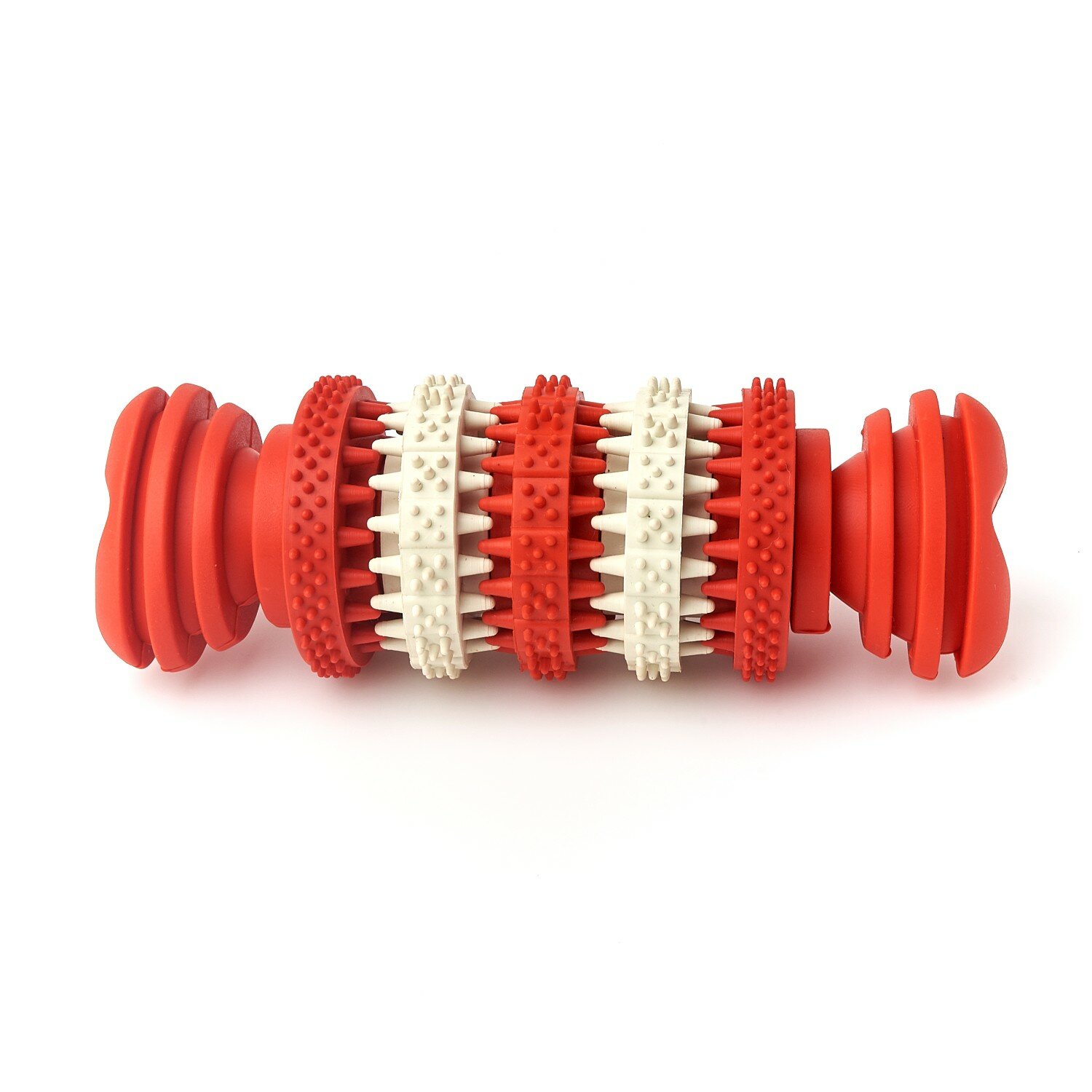 Жевательная игрушка для собак, косточка "Чистые Клыки", "Играй Гуляй", цвет: белый + красный, диаметр 4 см, длина 11,5 см