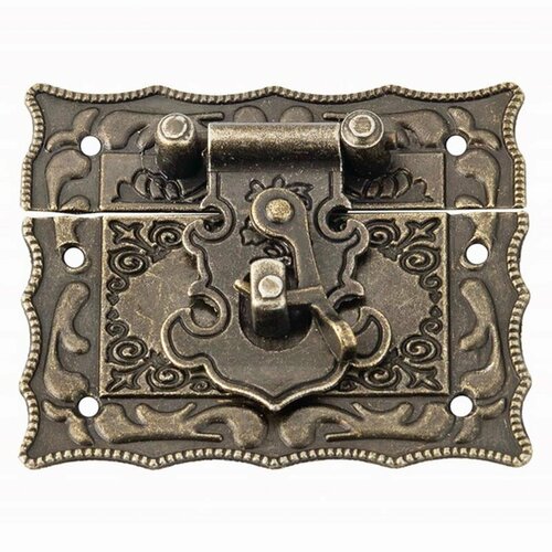 Замочек для шкатулки Стильный 0010748 бронзовый цвет 50х43 мм, цена за 1 шт.