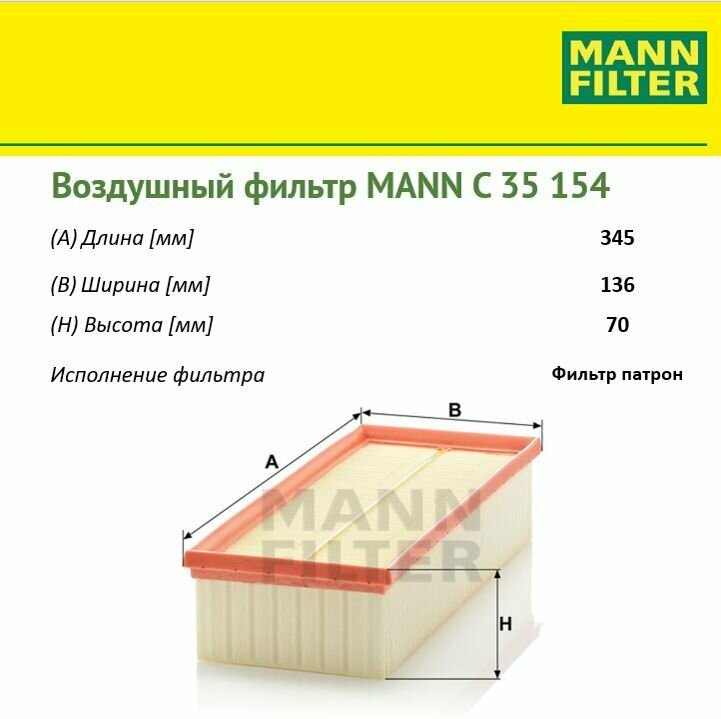 MANN-FILTER C35154 C35154 Фильтр Воздушный Mann