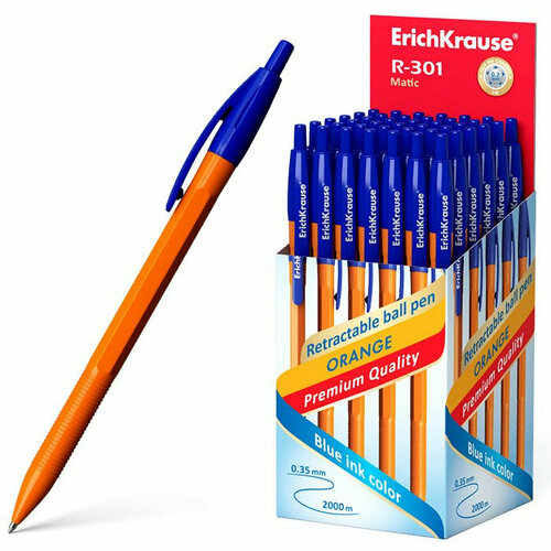 Ручка шар. автомат (ErichKrause) Orange Matic н/проз. корп. синий арт.1. Количество в наборе 20 шт.