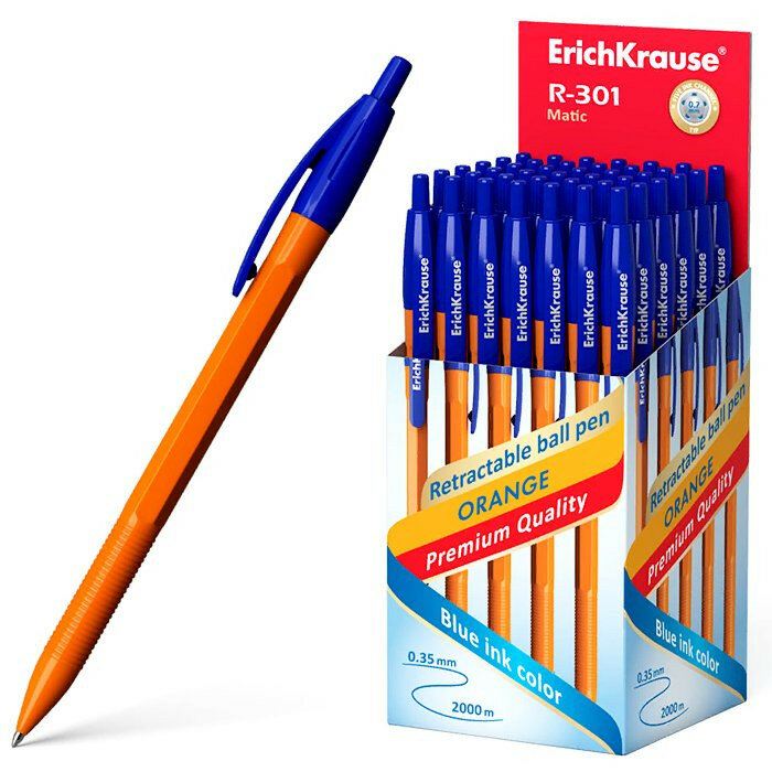 Ручка шариковая автоматическая Erich Krause R-301 Matic Orange - фото №1