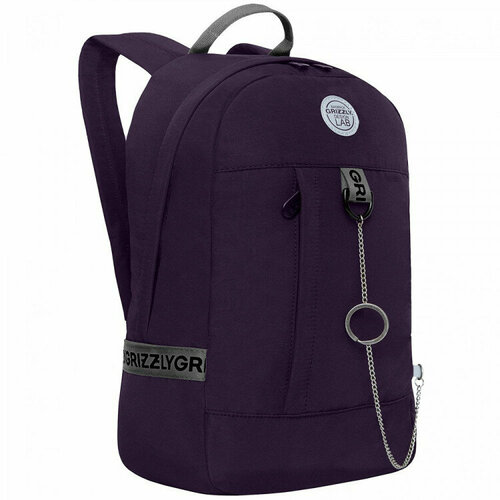 Рюкзак для девочек (Grizzly) арт. RXL-327-2/2 фиолетовый-хаки 24 х 37,5 х 12 см