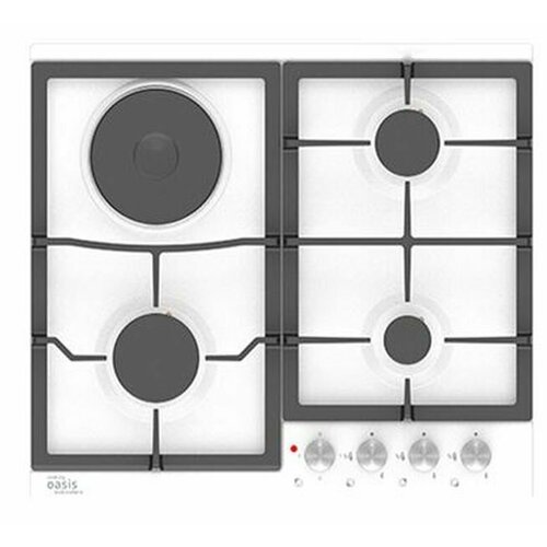 Варочная панель газовая Oasis P-MWK31 /бел, 4-х комф, розж, чугун. решетки/ варочная панель газовая oasis p gwtt f бел стеклокерамика