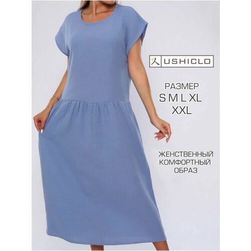 Платье USHICLO, размер M, голубой