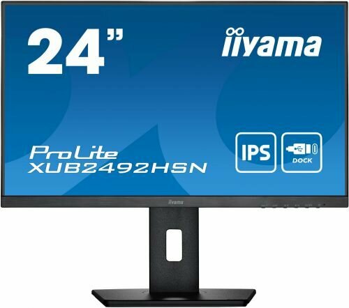 Монитор 23,8" Iiyama ProLite XUB2492HSN-B5 1920x1080, 4ms, 250кд/м2, 1000:1, 80000000:1, 178°/178°, IPS, 16:9, 75Hz, HDMI, HAS Piv, DP FHD, USB