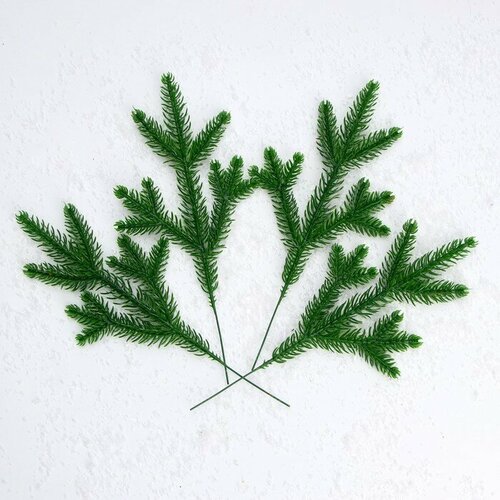 Декор "Веточка ели", набор 4 шт, размер 1 шт. — 27 х 11 х 2 см зеленый