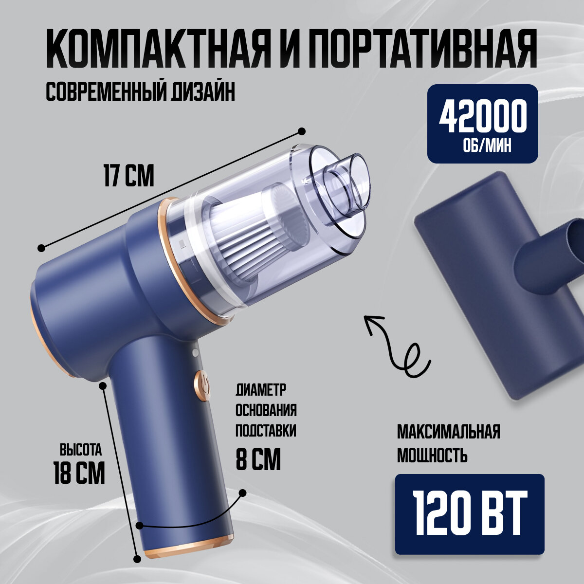 Беспроводная воздуходувка аккумуляторная, пылесос для машины, воздуходувка для компьютера — фото 2