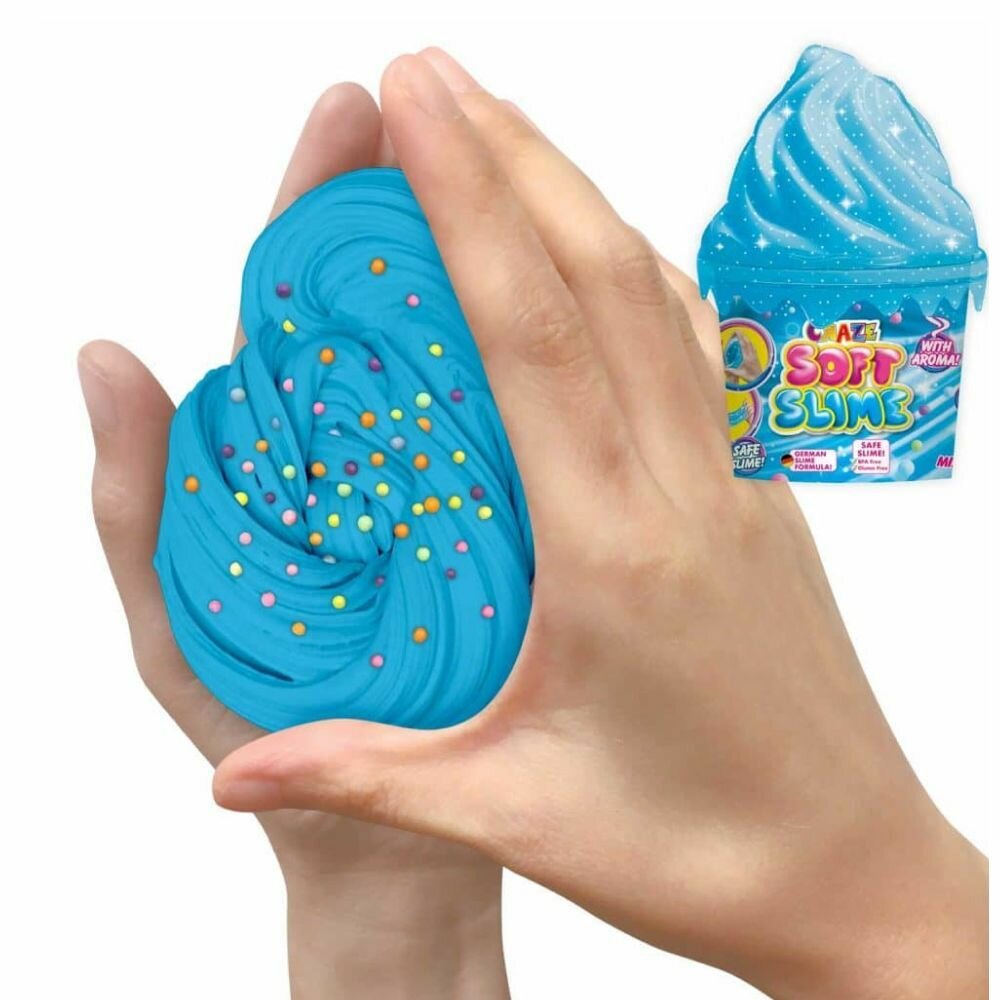 Слайм CRAZE Soft Slime мягкий ароматизированный с пенопластовыми шариками голубой 40 г