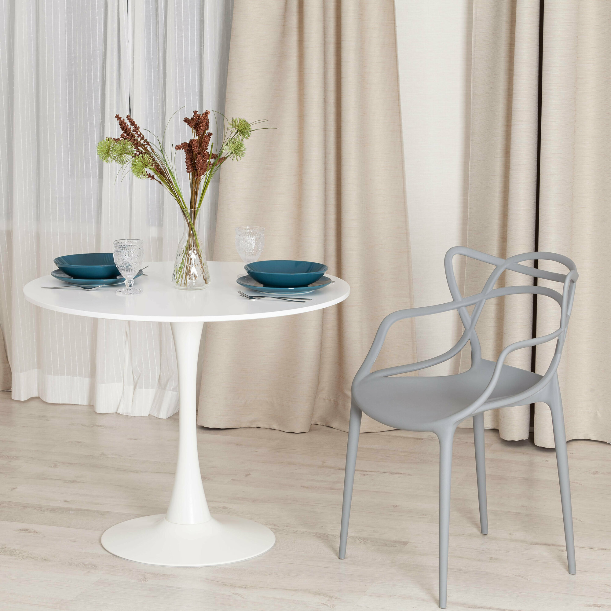 Стул для кухни со спинкой Tetchair Cat Chair (mod. 028), пластик, серый