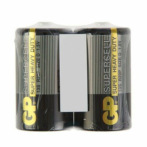 Батарейка солевая GP Supercell Super Heavy Duty, 13S R20Р, 1.5В, спайка, 2 шт. (комплект из 5 шт)