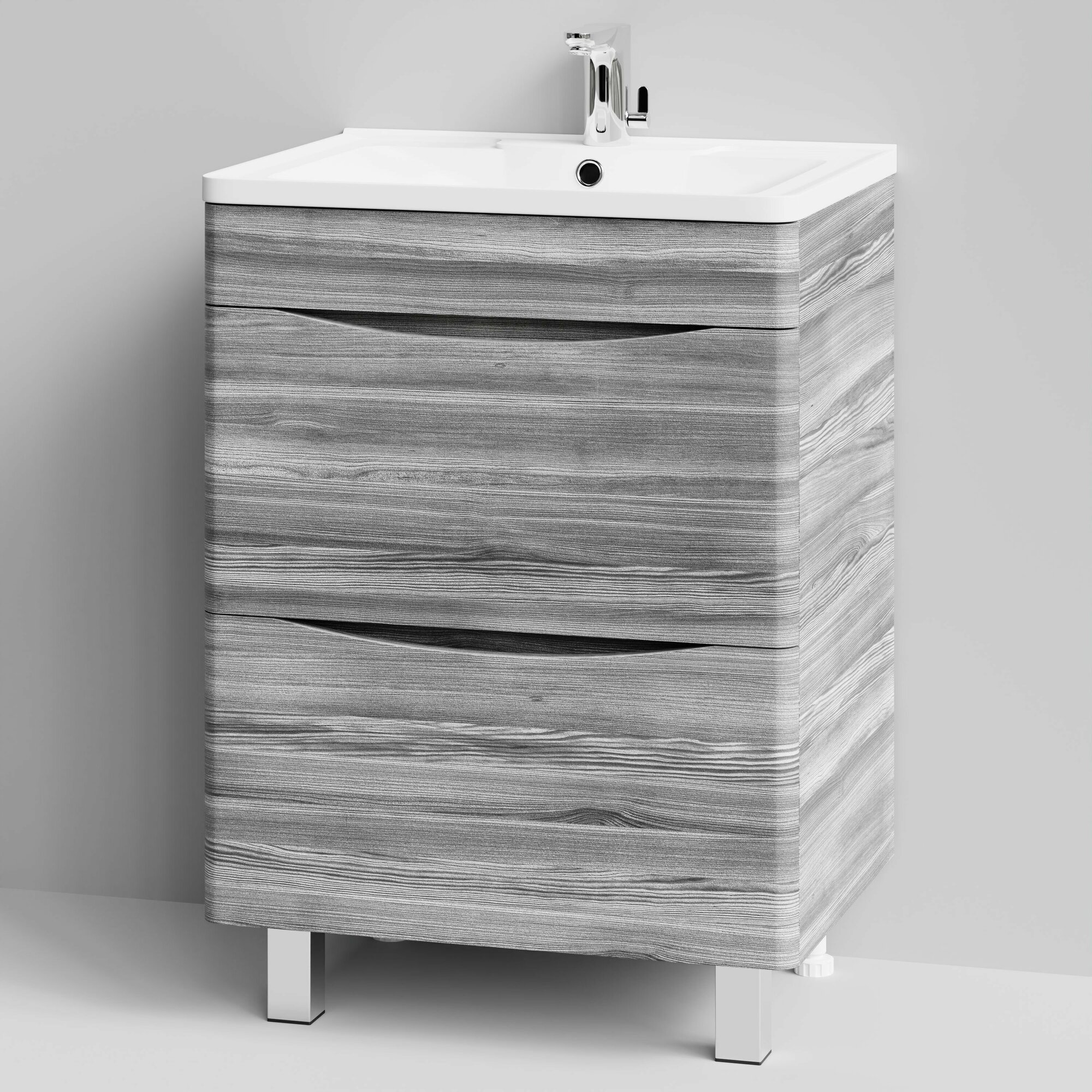 Тумба Adel 60 напольный с раковиной Madera лиственница структурная контрастно-серая