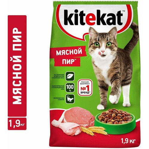 Kitekat / Сухой корм для кошек Kitekat Мясной пир 1.9кг 2 шт