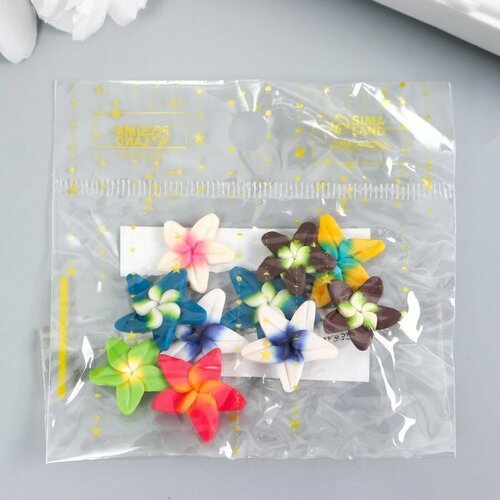 Декор для творчества PVC Цветок лилия набор 10 шт микс 0,4х1,8х1,8 см (комплект из 14 шт)