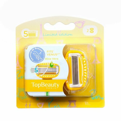 Сменные кассеты женские TopBeauty Paris, желтые, 2 шт (совместимы с Venus) сменные кассеты женские topbeauty paris розовые 2 шт совместимы с venus