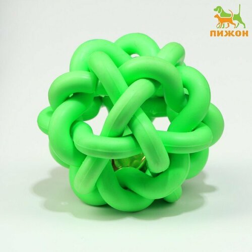 Игрушка резиновая Молекула с бубенчиком, 4 см, зелёная (комплект из 17 шт)