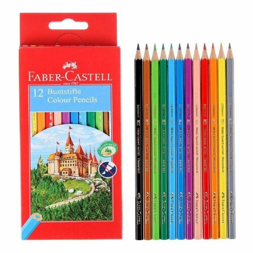 Карандаши 12 цветов Faber-Castell ECO Замок 1201 7/2.8 мм, шестигранный корпус, без точилки (комплект из 3 шт)
