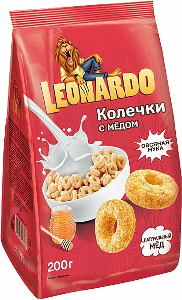 Готовый завтрак Leonardo Овсяные колечки с мёдом 200г х 3шт