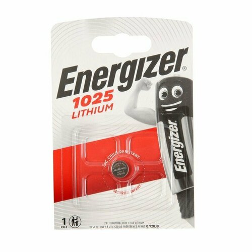 Батарейка литиевая Energizer, CR1025-1BL, 3В, блистер, 1 шт. (комплект из 10 шт) батарейка литиевая energizer cr1025 1bl 3в блистер 1 шт