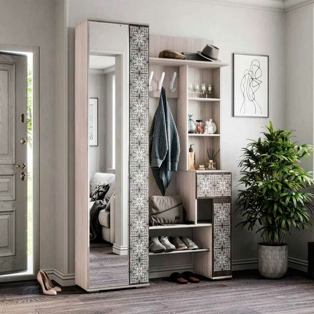 фото Прихожая Шанель, Ясень белый/Ясень темный, ЛДСП