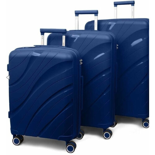 Комплект чемоданов Impreza 2610007, 3 шт., 105 л, размер S/M/L, синий