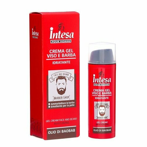 Гель-крем для лица и бороды INTESA увлажняющий, с маслом баобаба, 50 мл (комплект из 4 шт)
