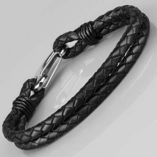 фото Плетеный браслет, размер 22 см., черный everiot select