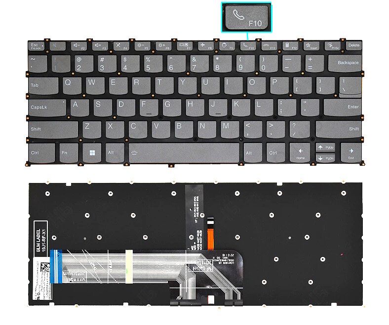 Клавиатура для ноутбука Lenovo Xiaoxin Air 14, 14-IIL,14-ARE, 14-ITL 2021г. чёрная, без рамки, с под