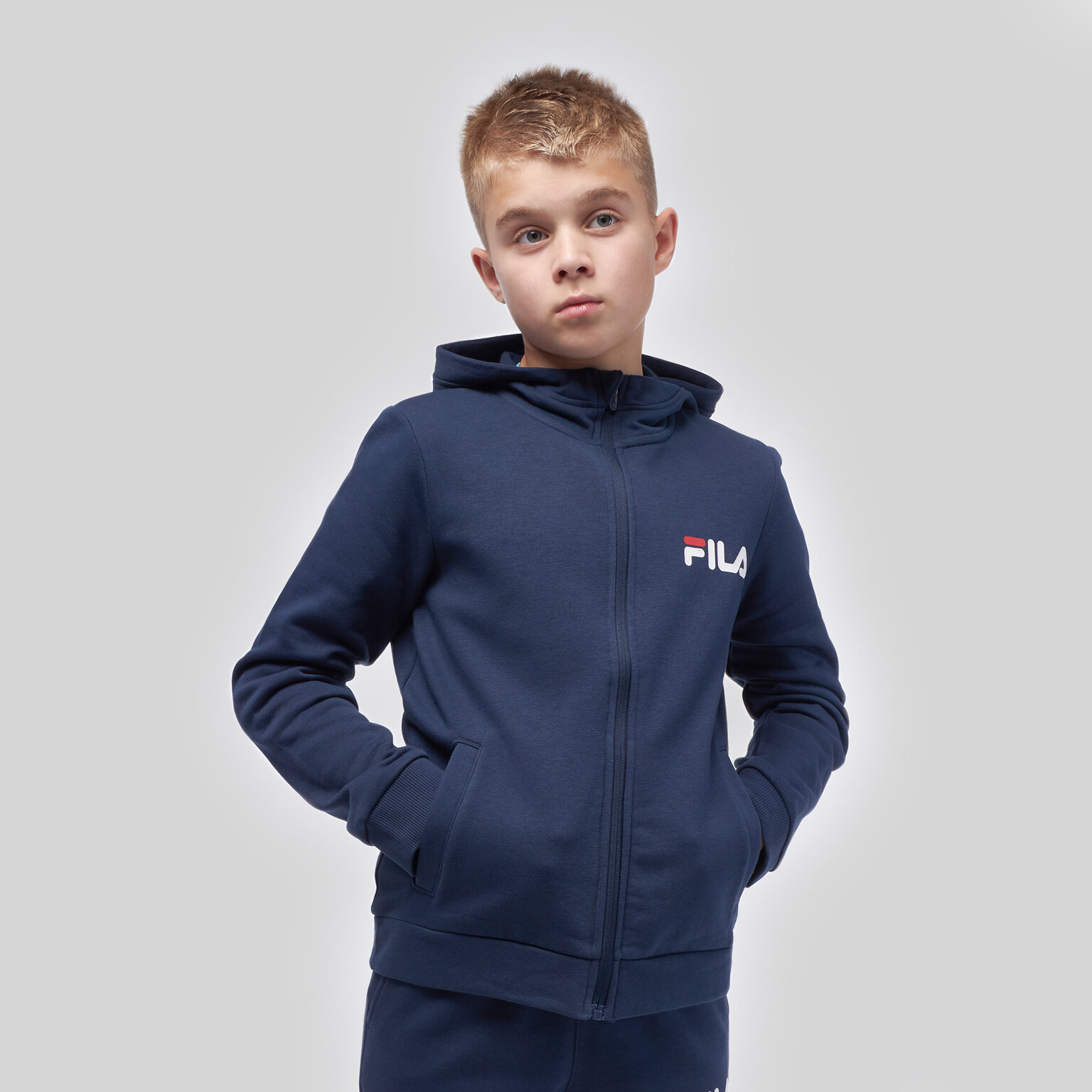 фото Толстовка подростковая Fila Knitted 123722-Z4, р-р 134-140 см, Темно-синий