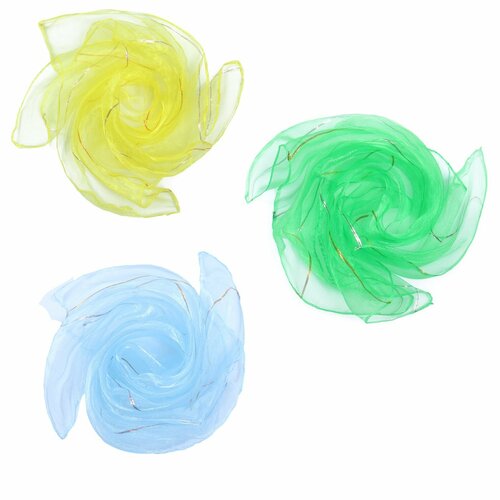 фото Платки для жонглирования реко, 3 штуки, голубой, жёлтый, зелёный