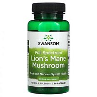 Swanson Full Spectrum Lion's Mane Mushroom (ежовик гребенчатый) 500 мг 60 капсул (Swanson)