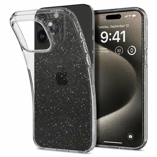 фото Чехол spigen на apple iphone 15 pro max (acs06559) liquid crystal glitter / спиген чехол для айфон 15 про макс силиконовый, противоударный, с защитой камеры, затемненный