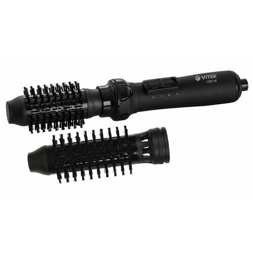 Фен-щетка Vitek VT-8249 черный черный 1100 Вт вращающаяся щетка диаметр - 35 мм 50 мм турмалиновая ионизация насадок - 2 шт шнур - 18 м 4627₽