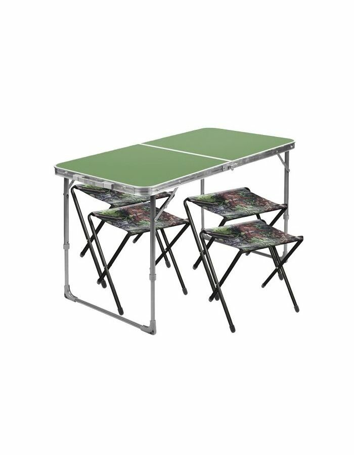 Комплект: стол склад. пластик. +4 скл. стула "Ника" Принт "с дубовыми листьями" ССТ-К2/6