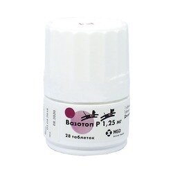 Вазотоп P 1,25 мг препарат для контроля артериального давления у собак и кошек уп. 28 таблеток (1 шт)