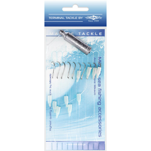 фото Поводок морской mikado (леска 0,35 мм, крючки №6 -10шт, груз 30 г.) fs-set05