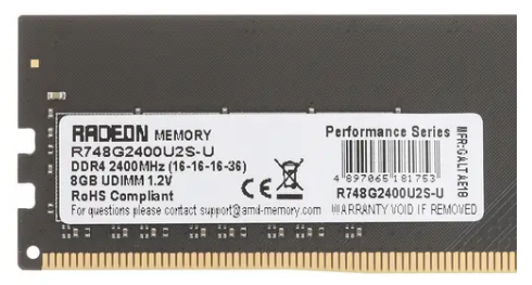 Память оперативная DDR4 8Gb AMD Radeon R7 Performance 2400MHz (R748G2400U2S-U)