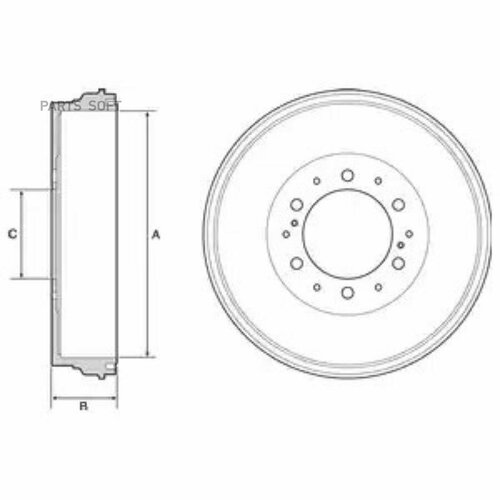 DELPHI BF537 Барабан тормозной задн.[295x65] 6 отв.