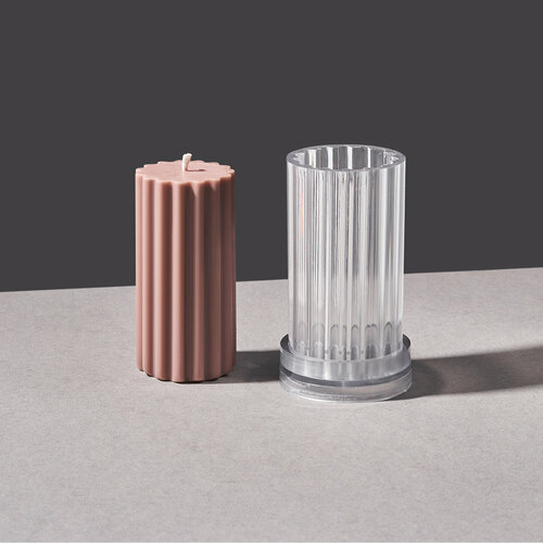 Форма для свечей цилиндр №5, рифленый прозрачный форма для свечей пластиковая молд цилиндр