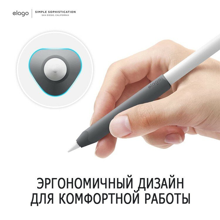 Чехол Elago Grip silicone holder для стилуса Apple Pencil 2, серый и мятный (2 шт) — фото 3