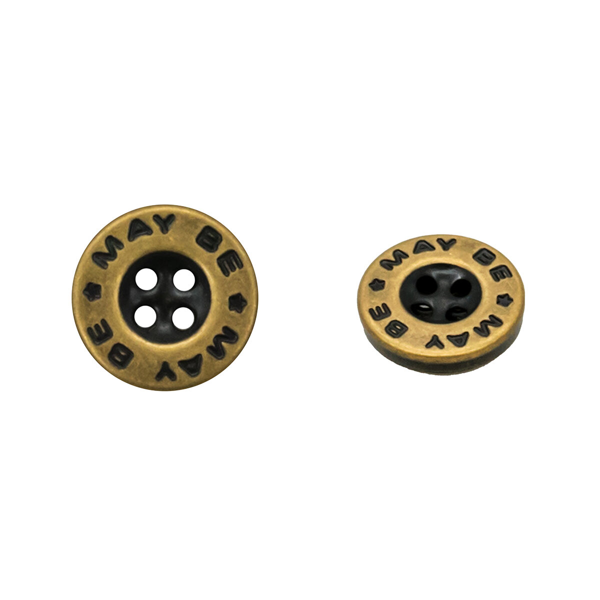 2103 Пуговица 'MAY BE' 21L (13мм) 4 прокола, металл, латунь, 50 шт