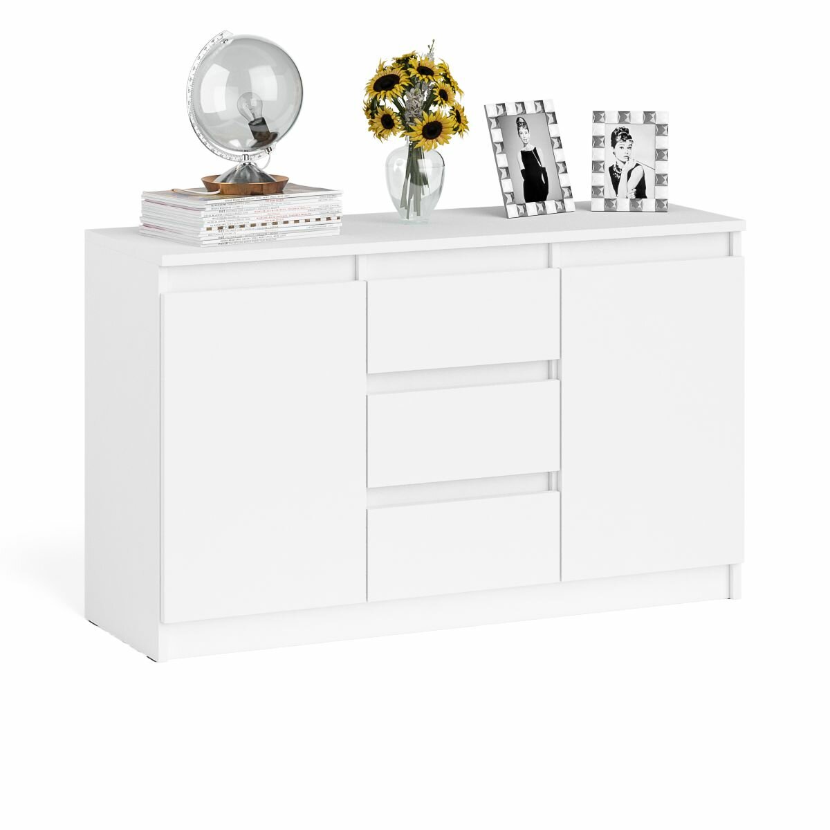 фото Комод Мори МК 1200.3, белый, ШхГхВ 120,4х41х73 см