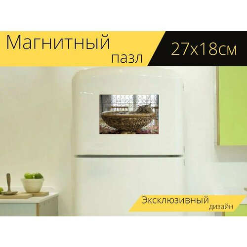 Магнитный пазл Кошка, домашний питомец, мейн кун на холодильник 27 x 18 см.