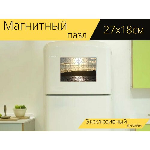 Магнитный пазл Заход солнца, восход солнца, силуэт на холодильник 27 x 18 см. магнитный пазл море заход солнца восход солнца на холодильник 27 x 18 см