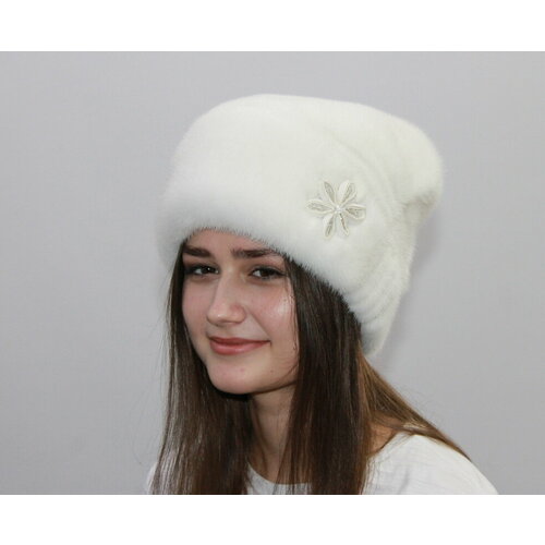 фото Шапка бини бини из импортной норки, размер 56-57, белый мария