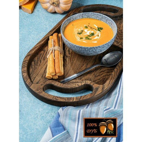 Деревянный поднос с ручками, овальной формы