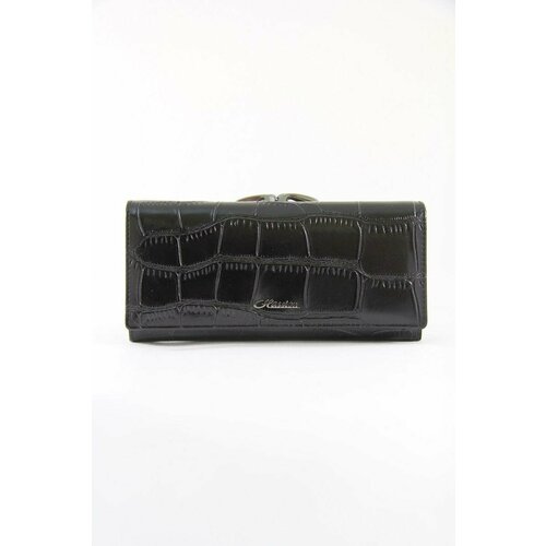 фото Кошелек hassion 72031-2901blak, фактура тиснение, под рептилию, черный, синий