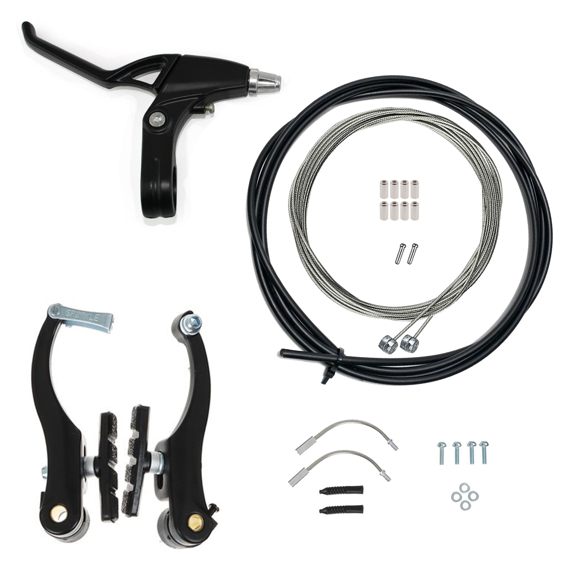 фото Комплект ободного тормоза v-brake Energy c алюминиевой ручкой, тросом и оплеткой, передний