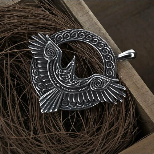 фото Славянский оберег, подвеска подвеска кулон "скандинавский ворон", белый, серый reniva