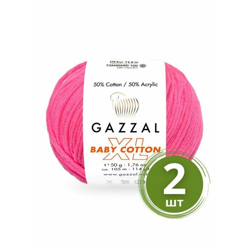 Пряжа Gazzal Baby Cotton XL (Беби Коттон XL) - 2 мотка Цвет: 3461 Малиновый 50% хлопок, 50% акрил, 50 г 105 м